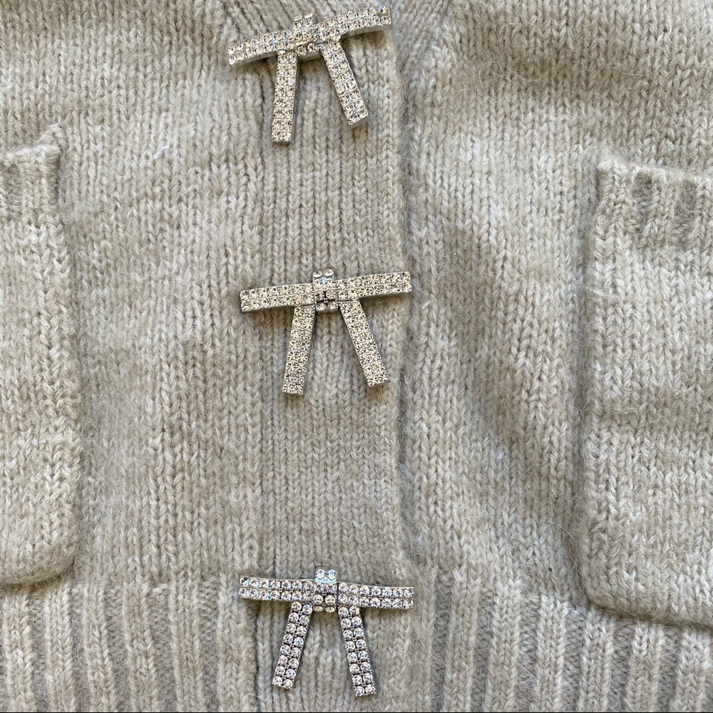Matching Set - Knit Cardigan Top with Jewel Button - Picture 9 of 15